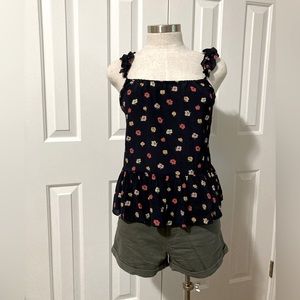 Silk Ruffle-Strap Cami Top in Confetti Floral